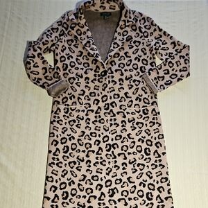 Rachel Zoe Tan and Black Leopard Trench Sweater Coat S